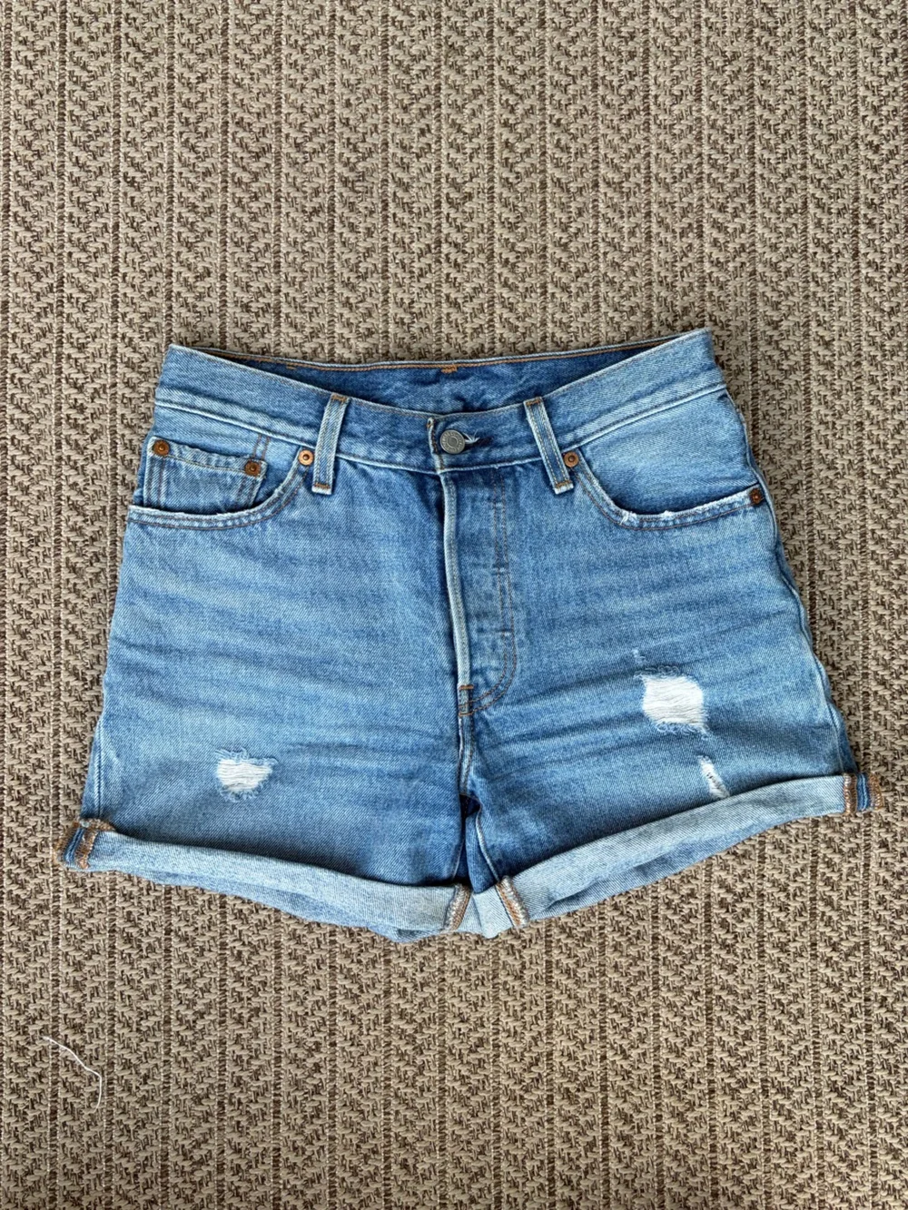 Levi’s 501® Button Fly High-Rise Rolled Denim Shorts